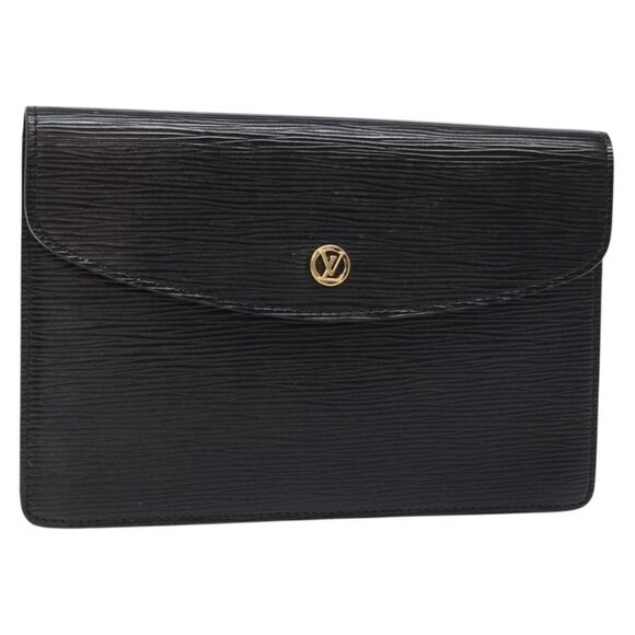 LOUIS VUITTON Epi Montaigne 23 Clutch Bag Black M52662 LV Auth ep10447 - Picture 1 of 16